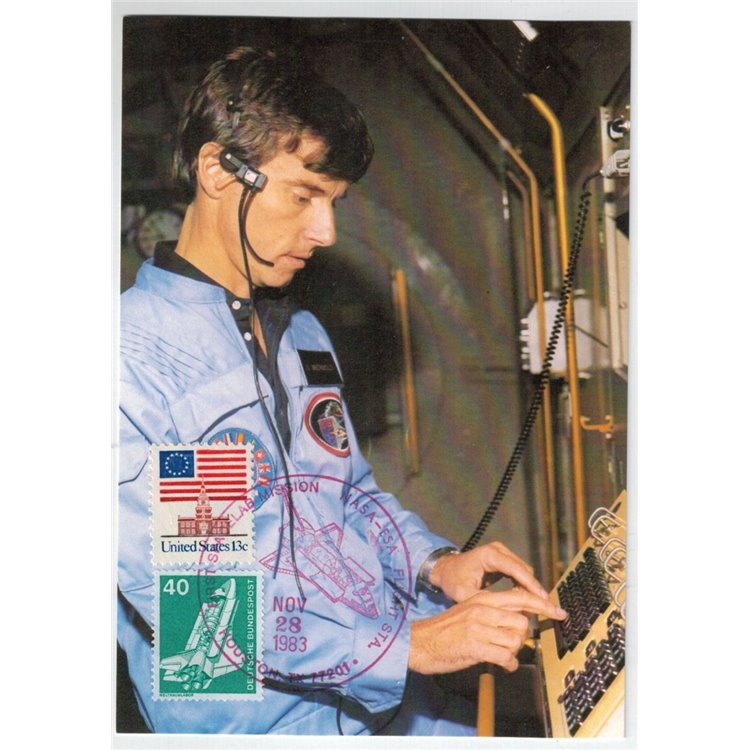 GERMANY FRG - USA 1983 NASA-ESA mission commemorative postcard