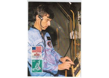 GERMANIA BRD - USA 1983 Cartolina celebrativa Missione Nasa-Esa