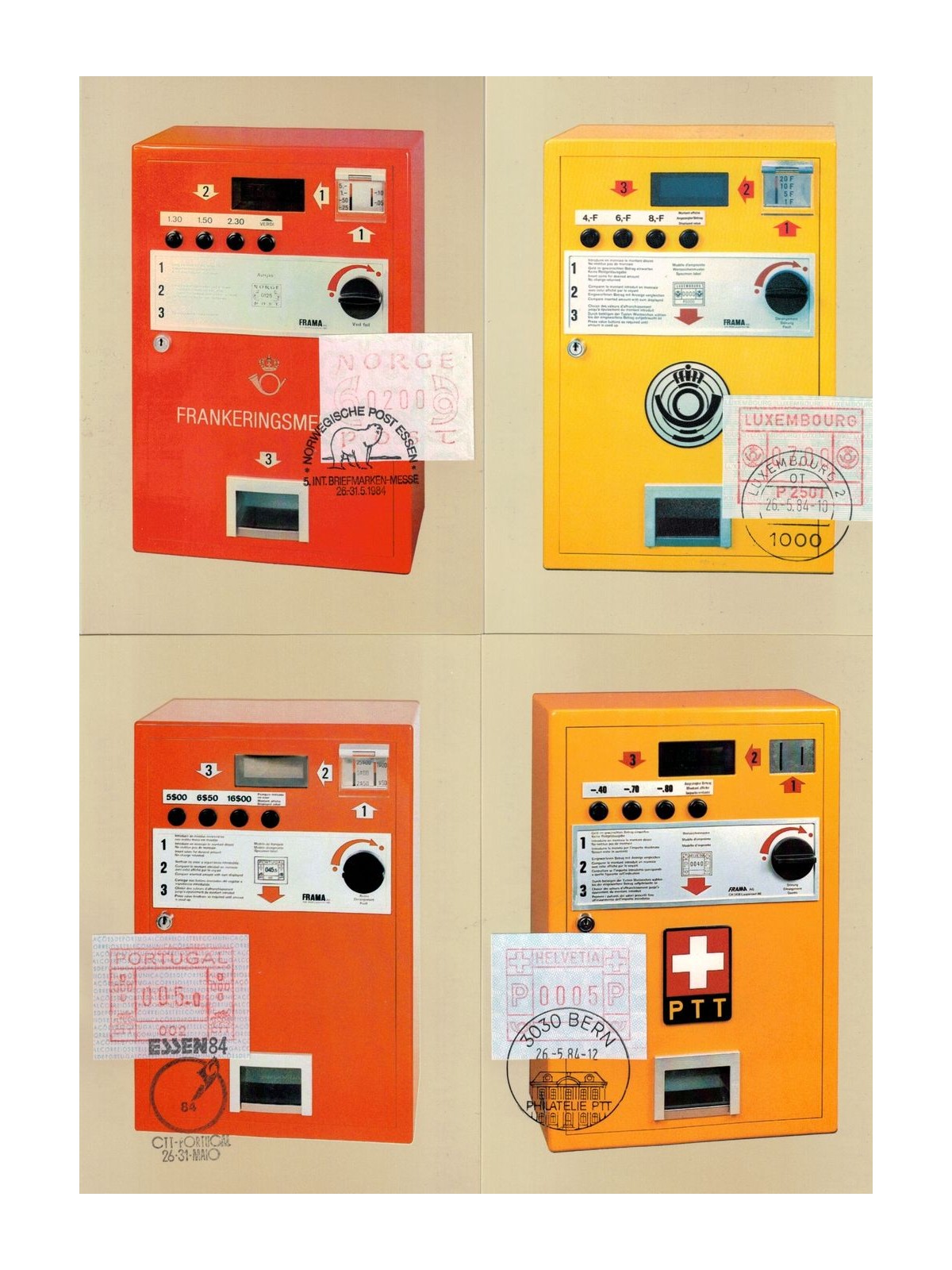 Esposizione filatelica Essen 84 N° 8 Maxi Card Francobolli automatici