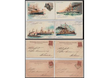 CARTOLINE Navi della Real Marina Italiana, lotto di 10 cartoline viaggiate