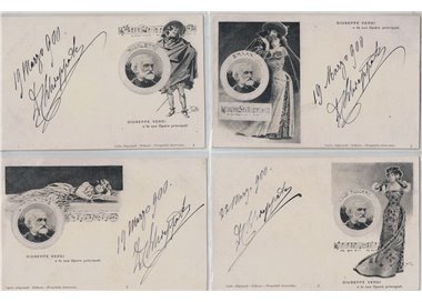 Giuseppe Verdi e le sue Opere principali, lotto di 11 cartoline non viaggiate