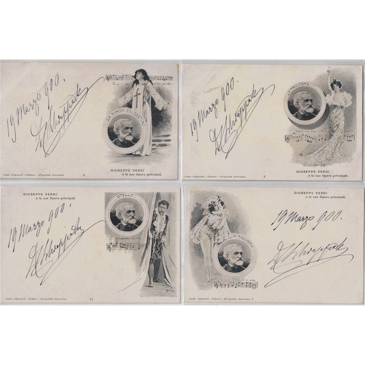Giuseppe Verdi e le sue Opere principali, lotto di 11 cartoline non viaggiate