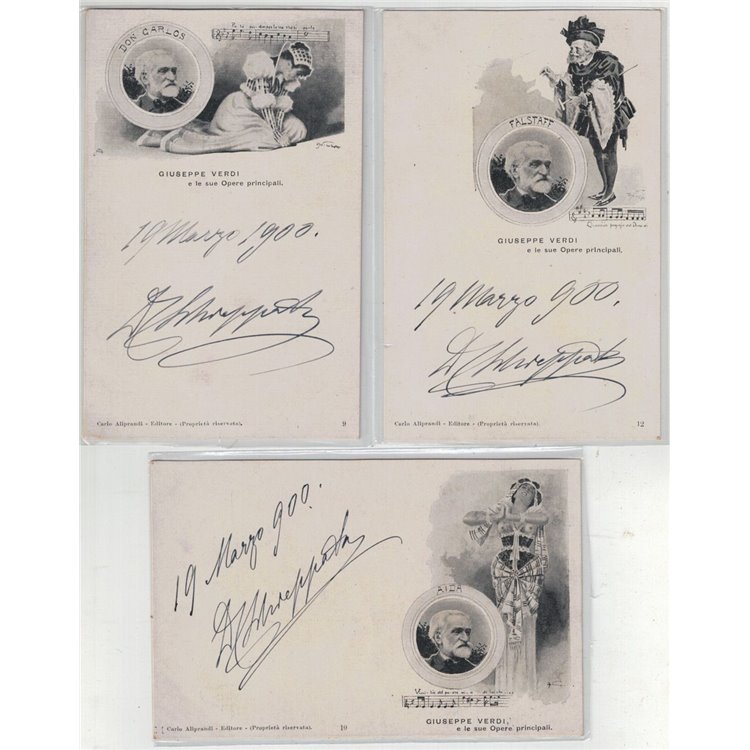 Giuseppe Verdi e le sue Opere principali, lotto di 11 cartoline non viaggiate