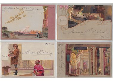 Giacomo Puccini, Tosca, lotto di 12 cartoline non viaggiate