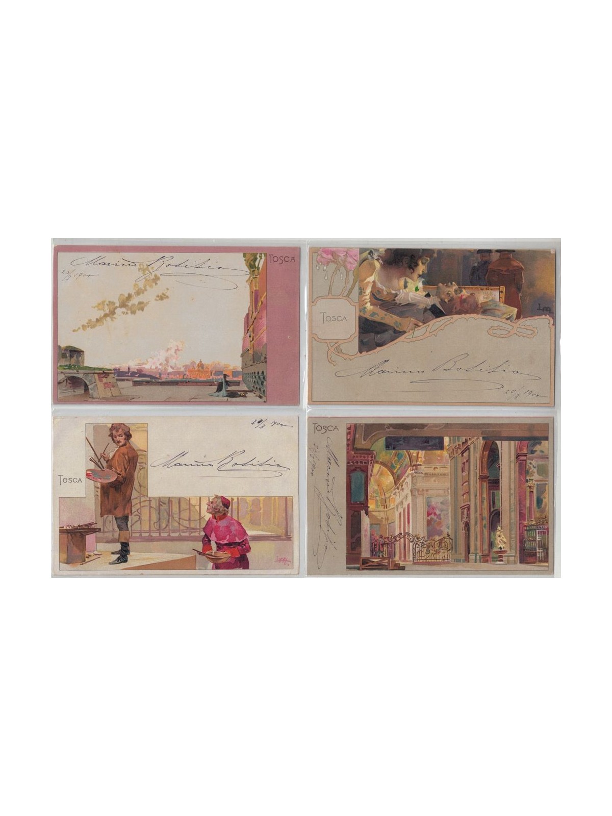 Giacomo Puccini, Tosca, lot of 12 uncirculated postcards