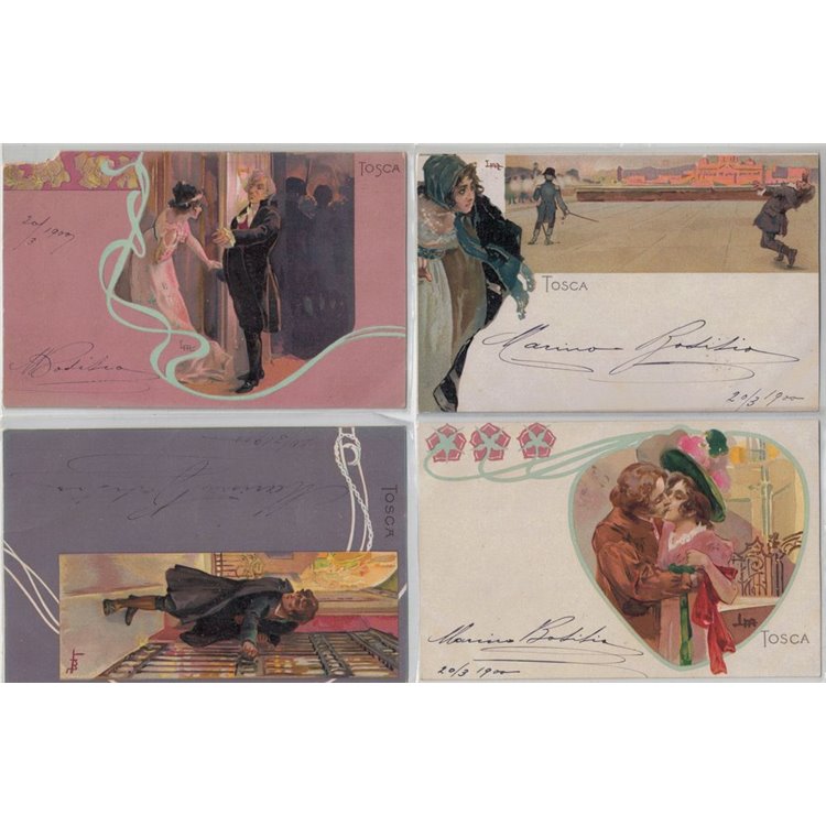 Giacomo Puccini, Tosca, lotto di 12 cartoline non viaggiate
