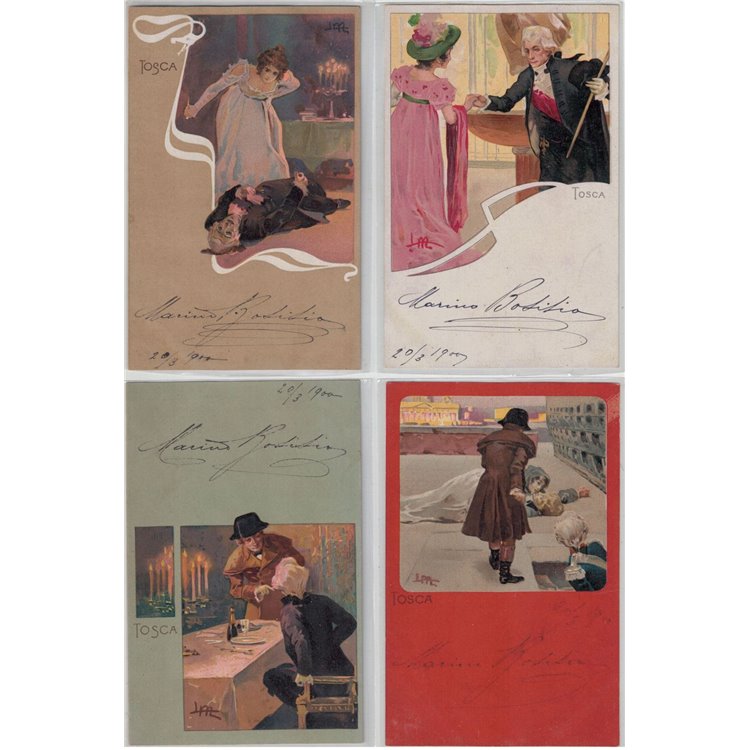 Giacomo Puccini, Tosca, lotto di 12 cartoline non viaggiate