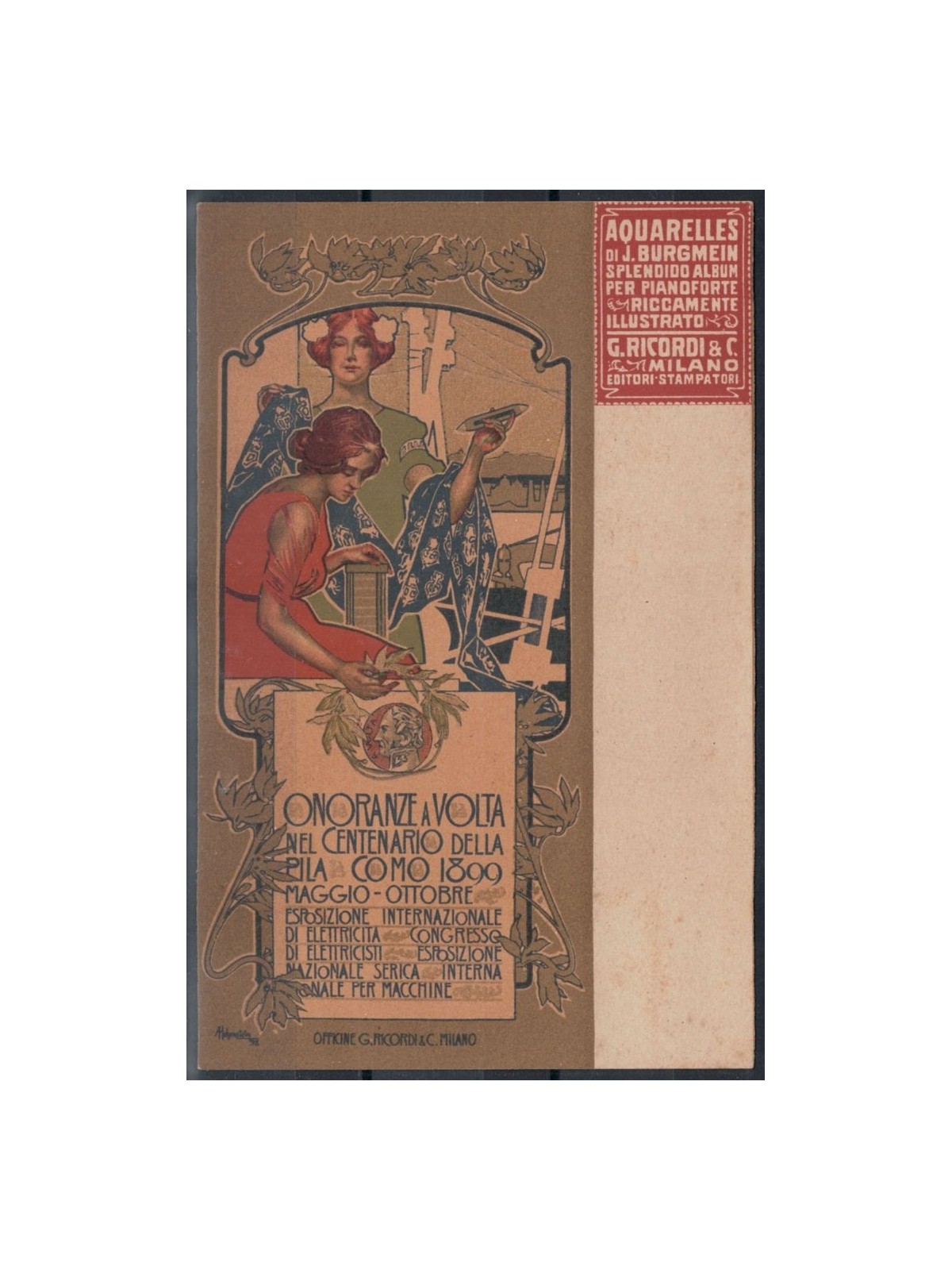 COMO 1899 Honours in Volta on the centenary of the battery, new postcard