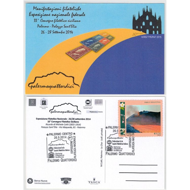 POSTCARD National Philatelic Exhibition Palermo-14 26-09