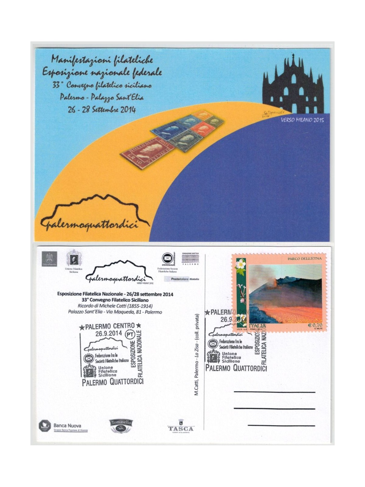 POSTCARD National Philatelic Exhibition Palermo-14 26-09
