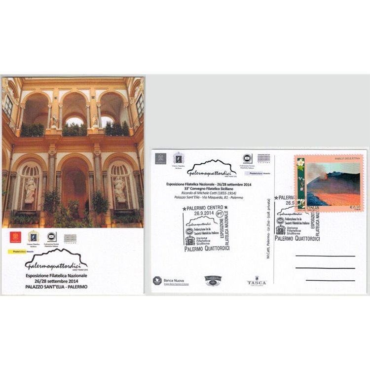 POSTCARD National Philatelic Exhibition Palermo 14 26-09-2014
