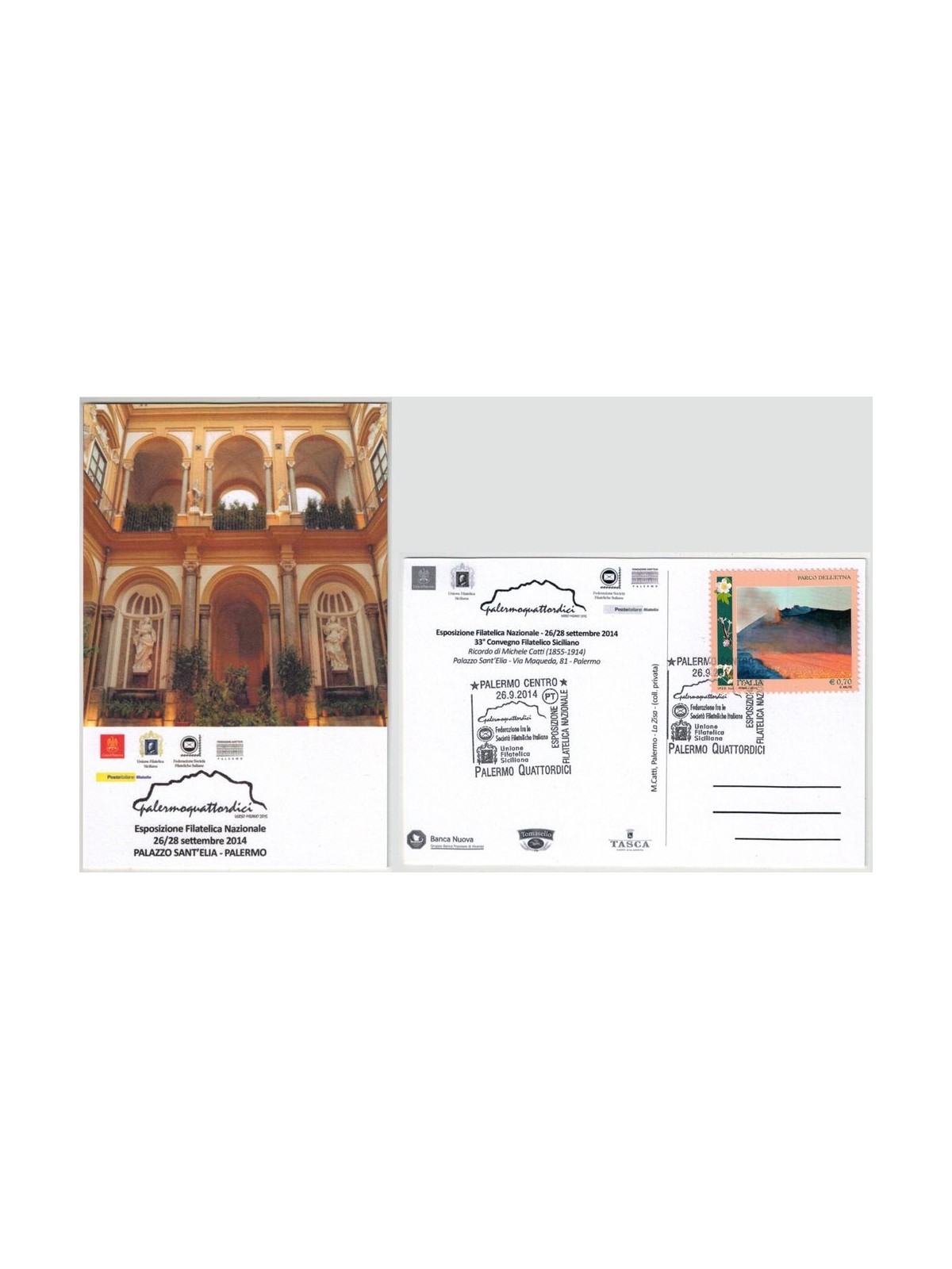 POSTCARD National Philatelic Exhibition Palermo 14 26-09-2014