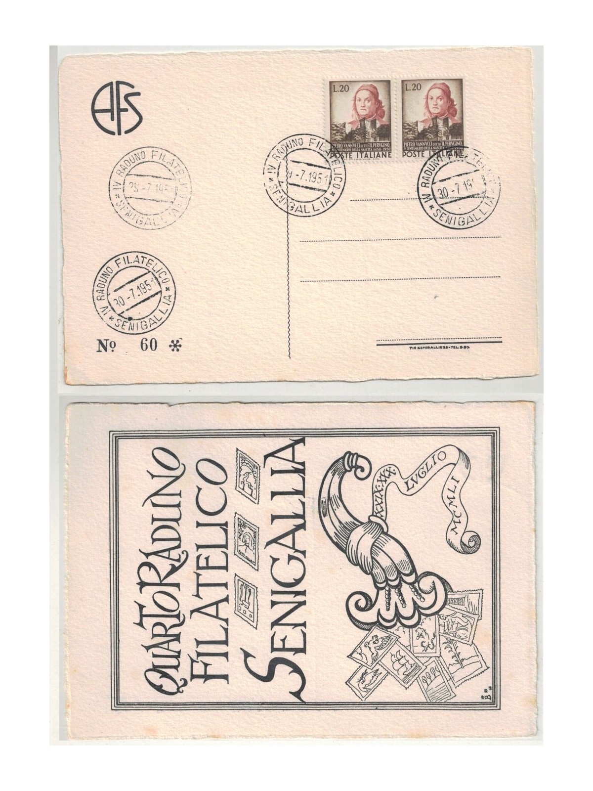 POSTCARD IV Philatelic Meeting Senigallia 1951