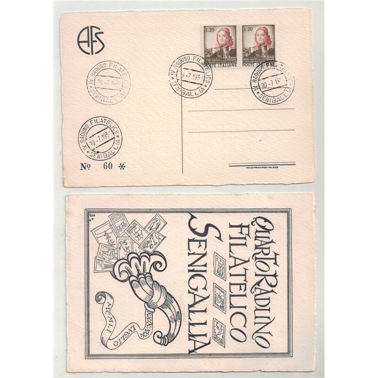 POSTCARD 4th Philatelic Meeting Senigallia 1951