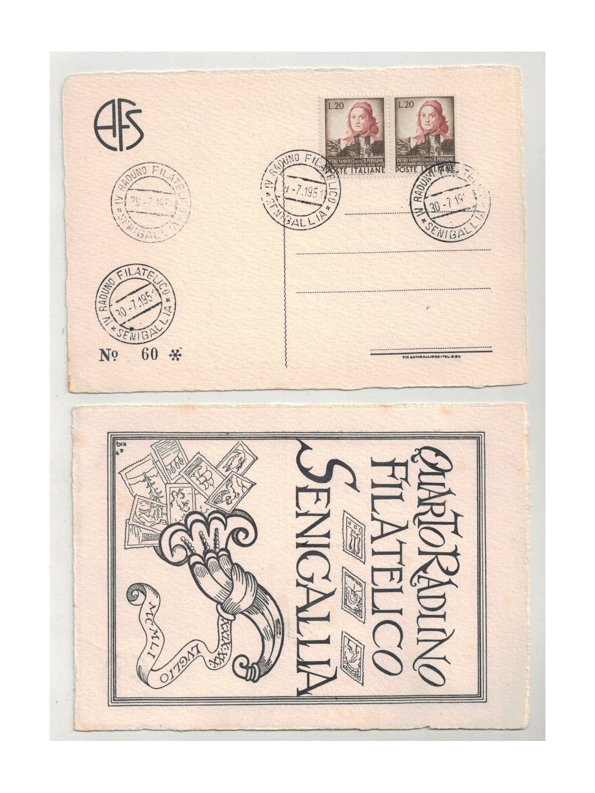 CARTOLINA 4° raduno filatelico Senigallia 1951