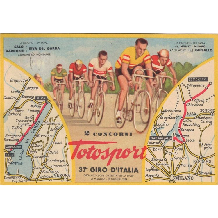 ITALIA 1954 37° Giro d'Italia - Giro completo su 23 cartoline