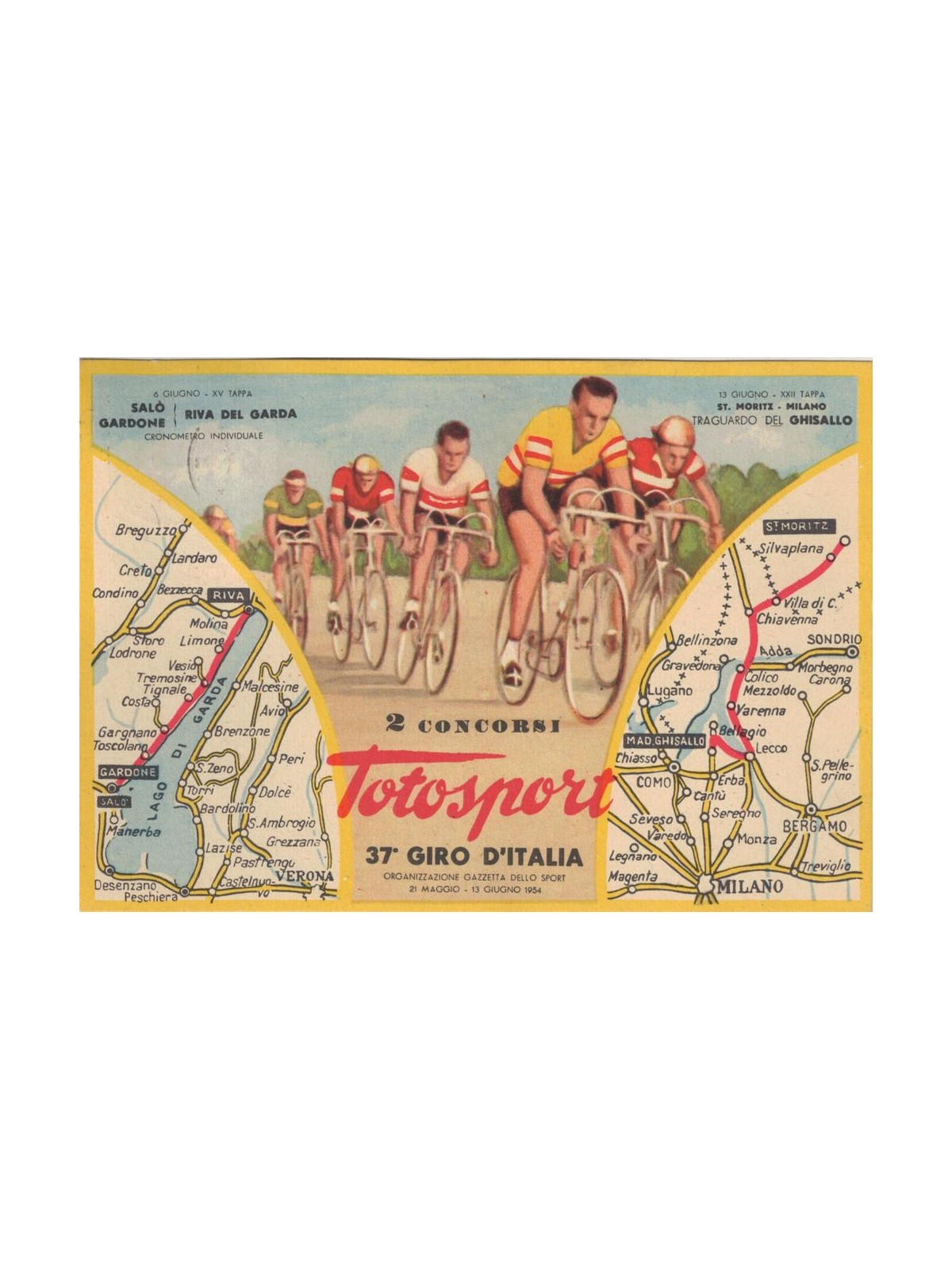 ITALY 1954 37th Giro d'Italia - Complete Tour on 23 postcards