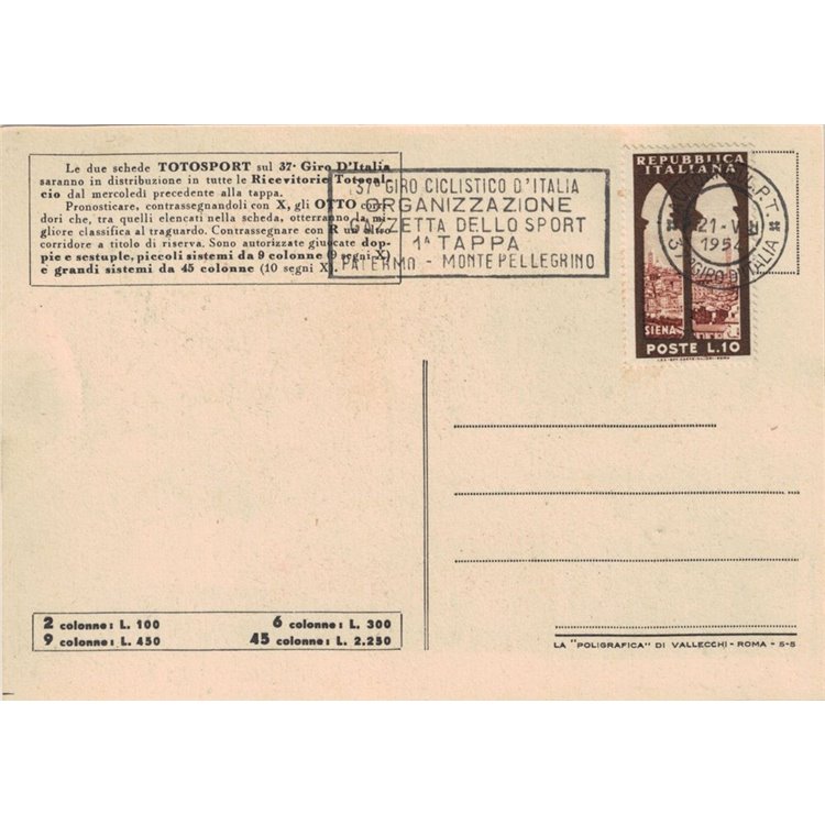 ITALIA 1954 37° Giro d'Italia - Giro completo su 23 cartoline