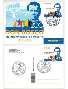 POSTCARD Bicentenary of the birth of Don Bosco with 1st day cancellation