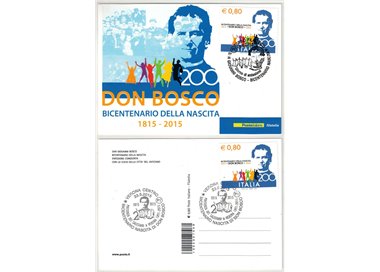 CARTOLINA Bicentenario della nascita di Don Bosco con annullo 1° giorno