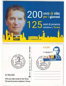 CARTOLINA Bicentenario della nascita di Don Bosco emessa dai salesiani