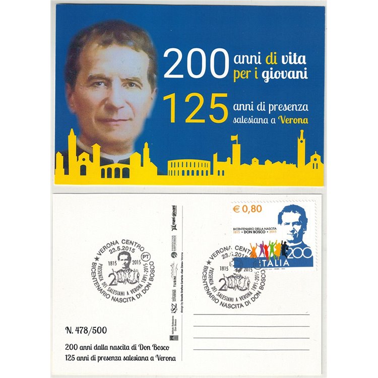 POSTCARD Bicentenary of the birth of Don Bosco issued by the Salesians
