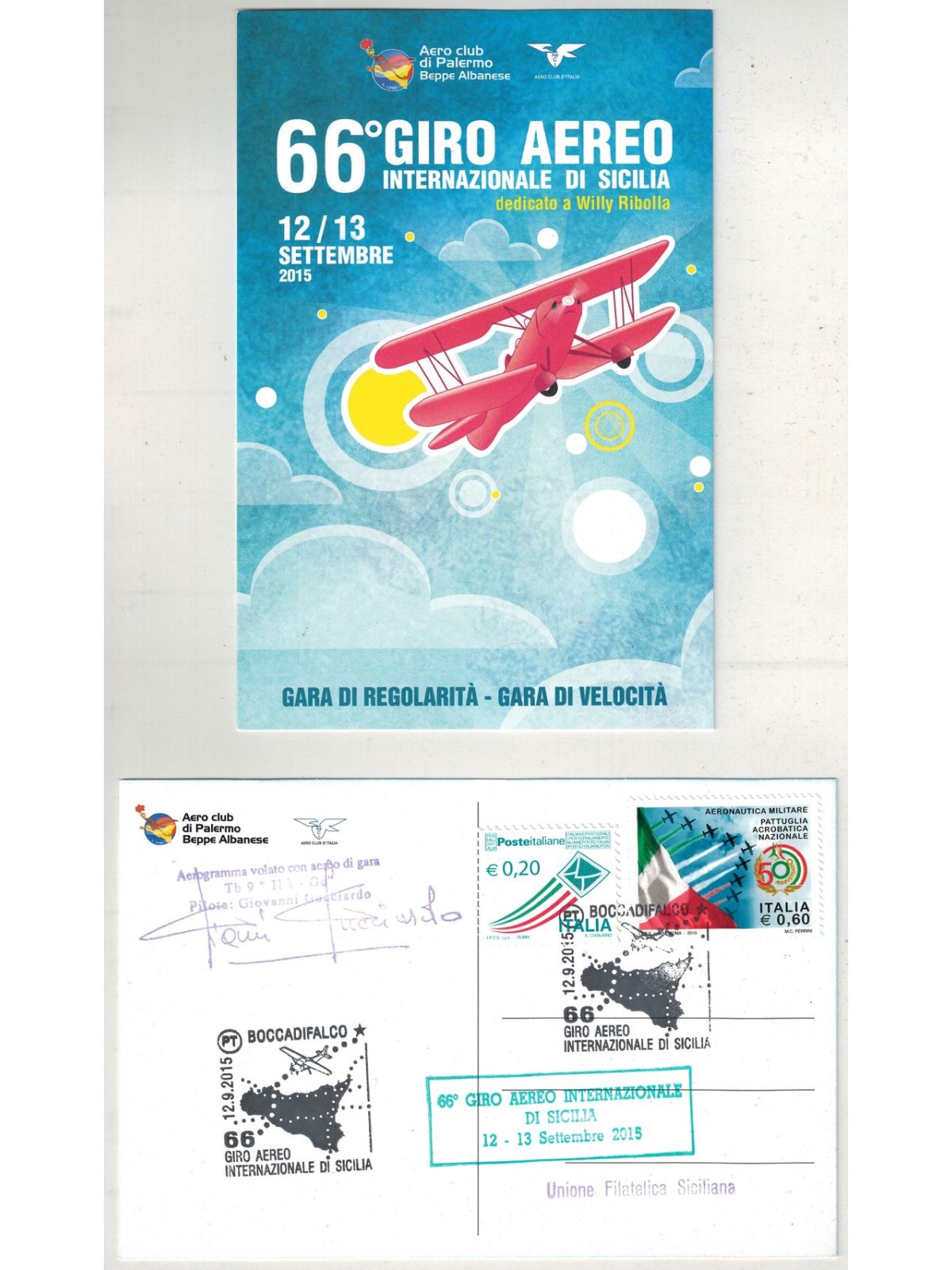 ITALY 2015 Postcard 66th International Air Tour of Sicily