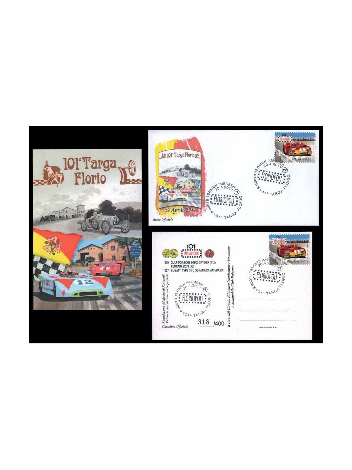 ITALY 2017 Official Postcard + Envelope 101st Targa Florio
