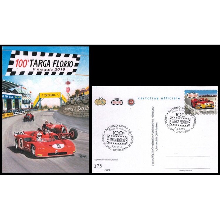 ITALIA 2016 Cartolina Ufficiale 100ª Targa Florio