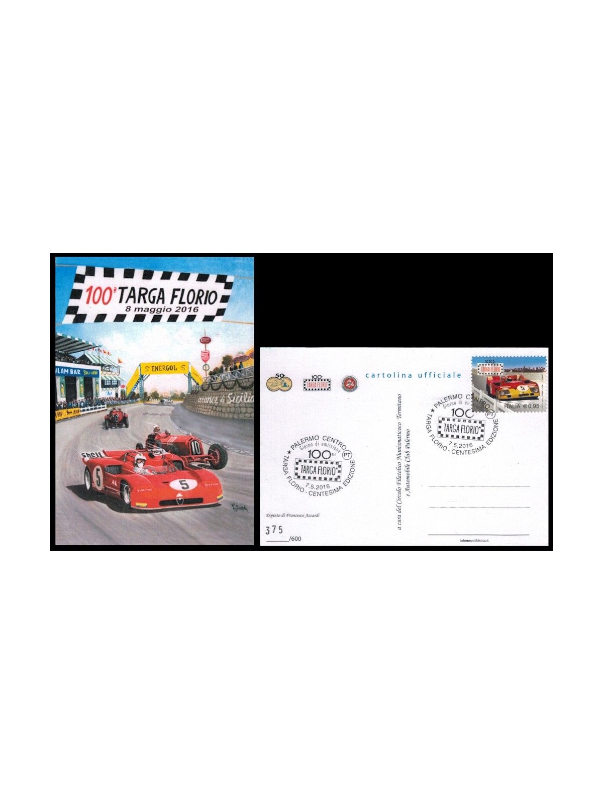 ITALIA 2016 Cartolina Ufficiale 100ª Targa Florio