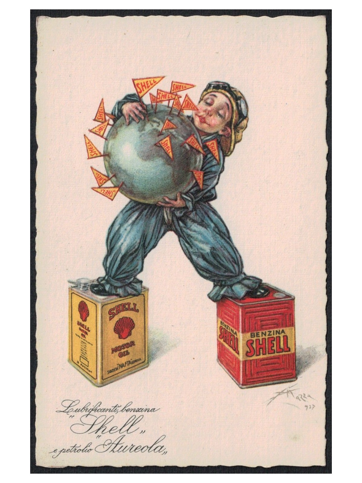 CARTOLINA Benzina Shell e Petrolio Aureola