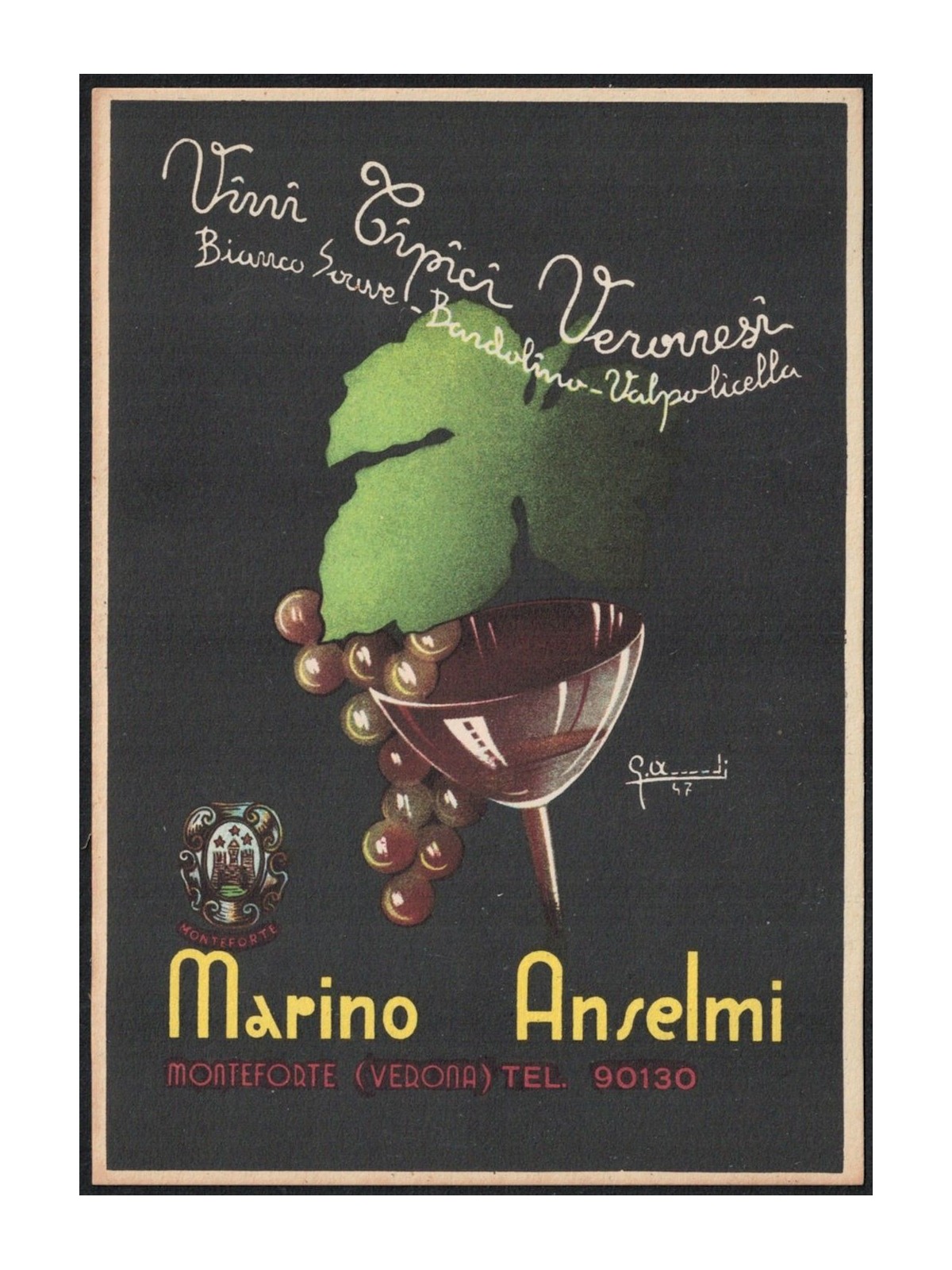 CARTOLINA Vini Tipici Veronesi, Marino Anselmi (Monteforte)