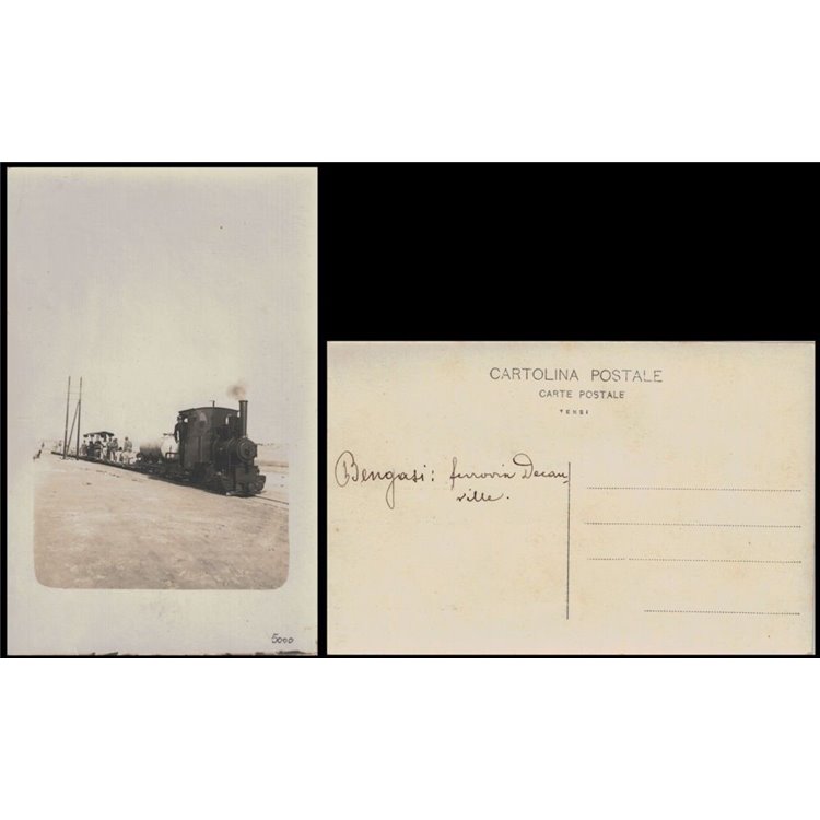POSTCARD Decauville Railway (Benghazi), train in motion