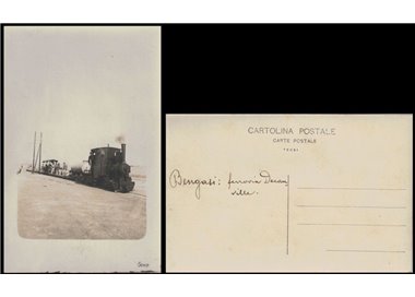 POSTCARD Decauville Railway (Benghazi), train in motion