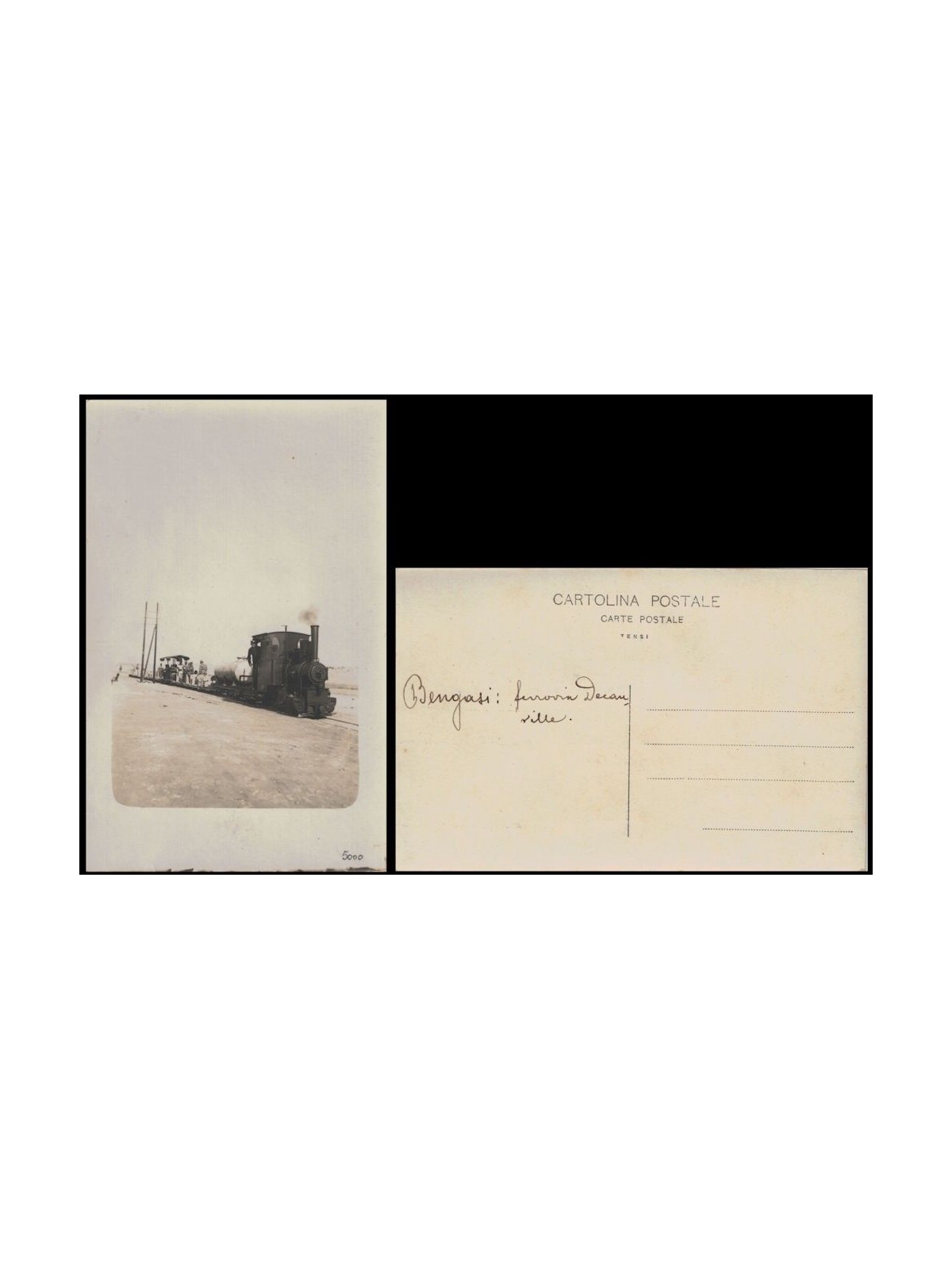 POSTCARD Decauville Railway (Benghazi), train in motion