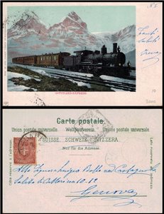 CARTOLINA Svizzera, Treno Gotthard-Express (viaggiata)