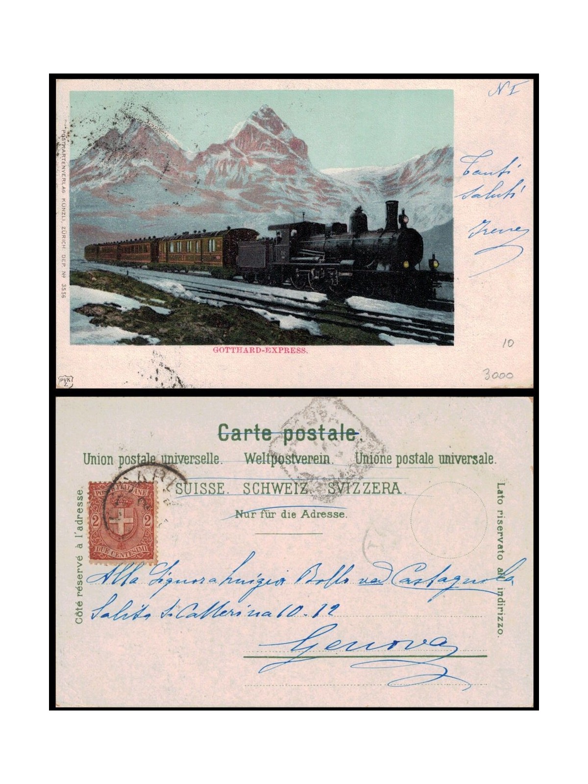 CARTOLINA Svizzera, Treno Gotthard-Express (viaggiata)