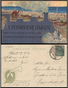CARTOLINA I Ferrovieri Italiani (Pro Famiglie dei Caduti e Feriti in Guerra)