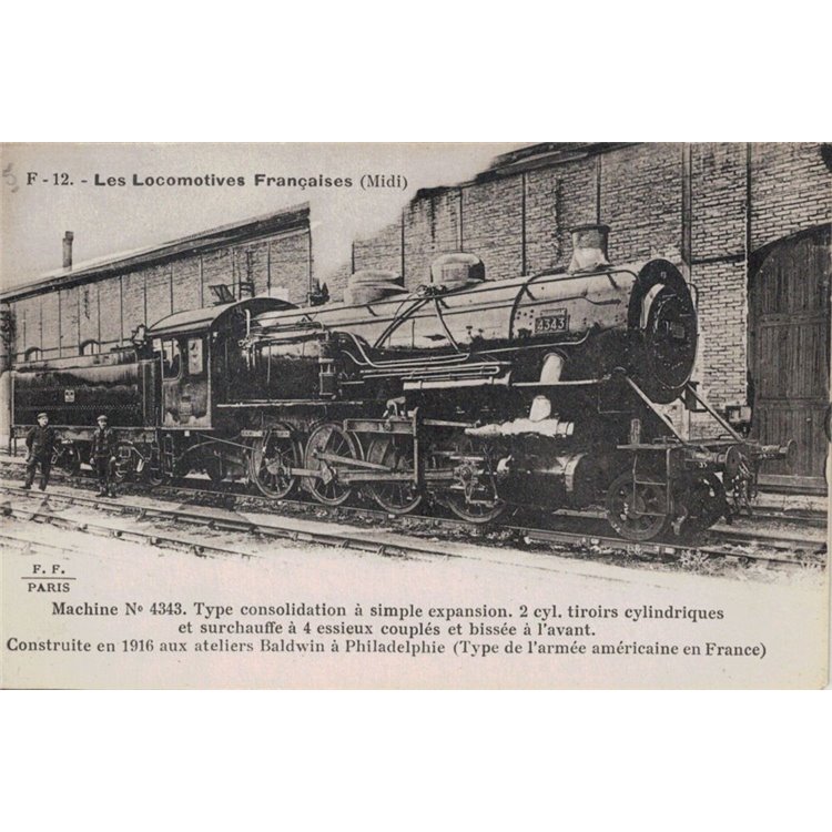 CARTOLINA Les Locomotives Françaises, Locomotiva Consolidation 4343