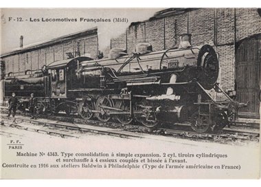 POSTCARD Les Locomotives Françaises, Consolidation Locomotive 4343