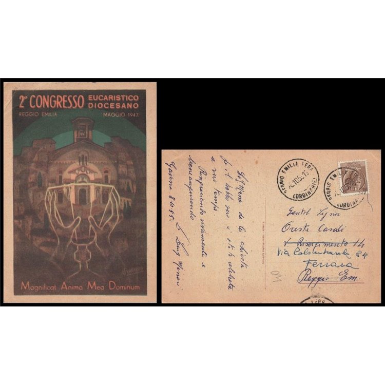 POSTCARD 2nd Diocesan Eucharistic Congress (Reggio Emilia 1947)