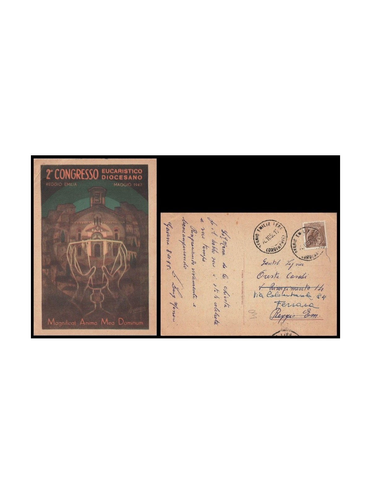 POSTCARD 2nd Diocesan Eucharistic Congress (Reggio Emilia 1947)