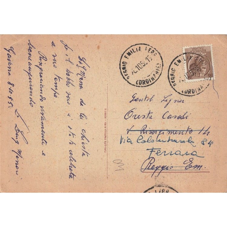 CARTOLINA 2° Congresso Eucaristico Diocesano (Reggio Emilia 1947)