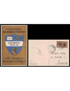 CARTOLINA 1° Congresso Filatelico Europeo e 18° Italiano (Livorno 1931)