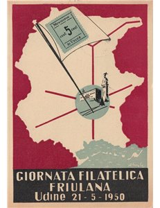 CARTOLINA 1ª Giornata Filatelica Friulana (Udine 1950)