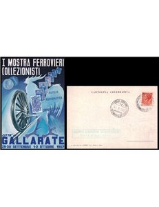 POSTCARD 1st Railway Collectors Exhibition (Gallarate 1957)