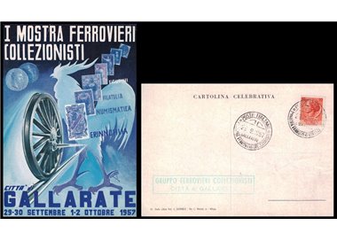 POSTCARD 1st Railway Collectors Exhibition (Gallarate 1957)