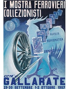 CARTOLINA 1ª Mostra Ferrovieri Collezionisti (Gallarate 1957)