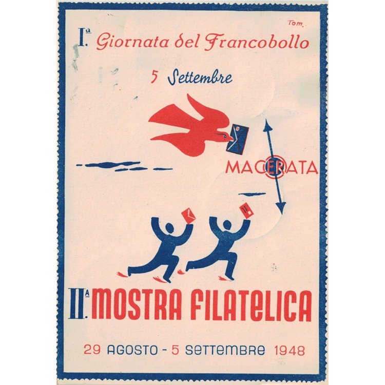 CARTOLINA 1ª Giornata del Francobollo e 2ª Mostra Filatelica (Macerata 1948)