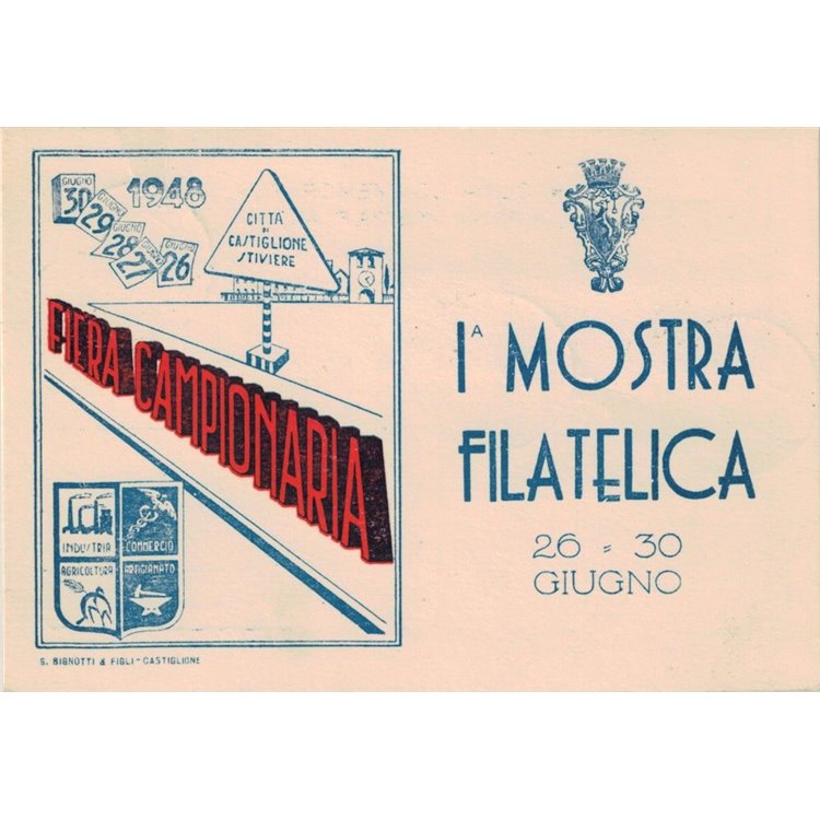 CARTOLINA 1ª Mostra Filatelica (Castiglione delle Stiviere 1948)